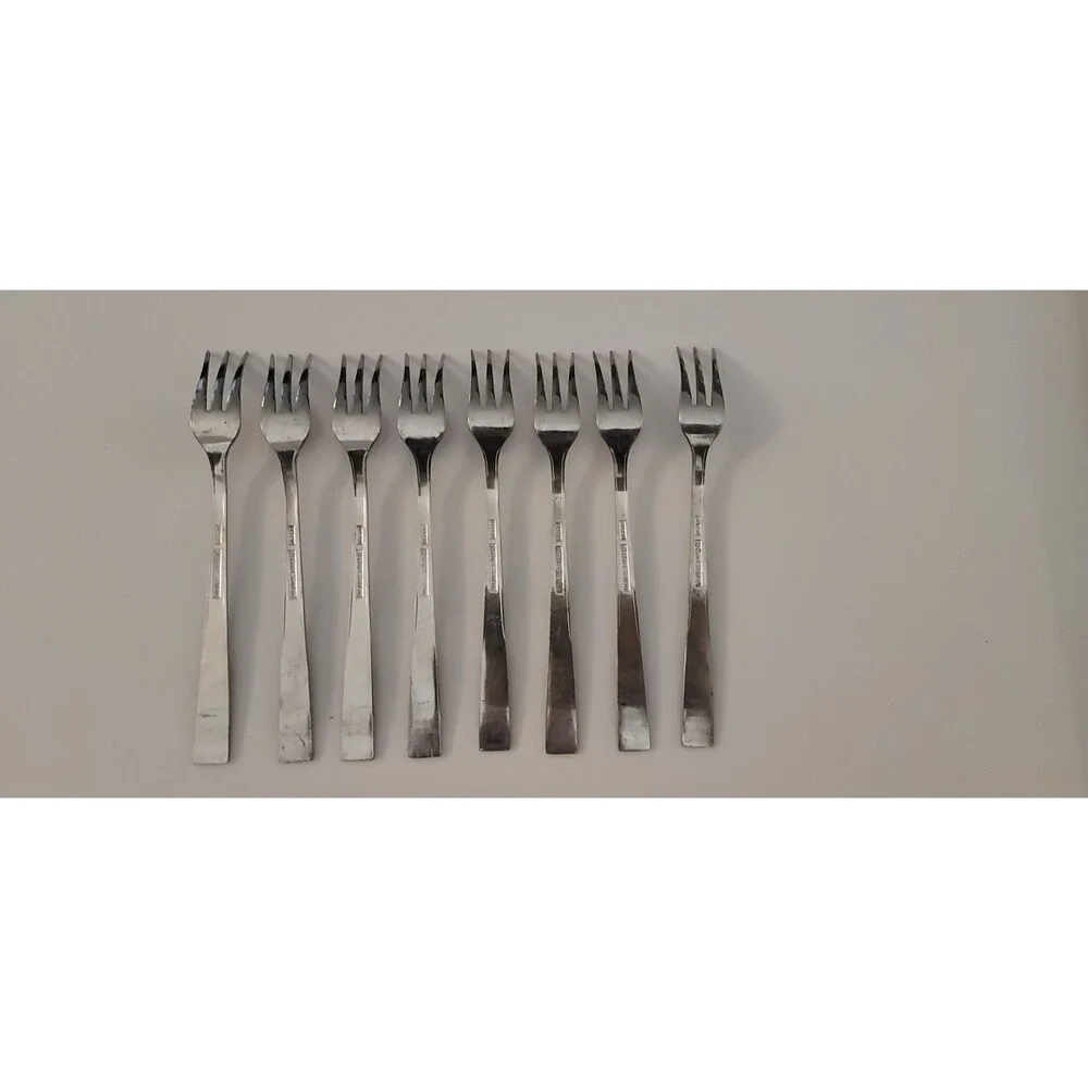 Set of 8 VTG National Stainless Laureen Rose Cocktail Forks Stainless Flatware